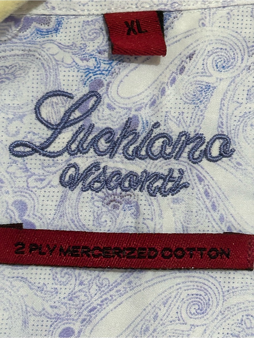 Luchiano Visconti Men's White Paisley Dress Shirt - Classic Long Sleeve - Picture 4 of 5